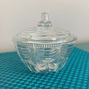 Vintage Crystal Clear Industries Drape Candy Dish/Bowl 5 1/2" w/ Lid (New)